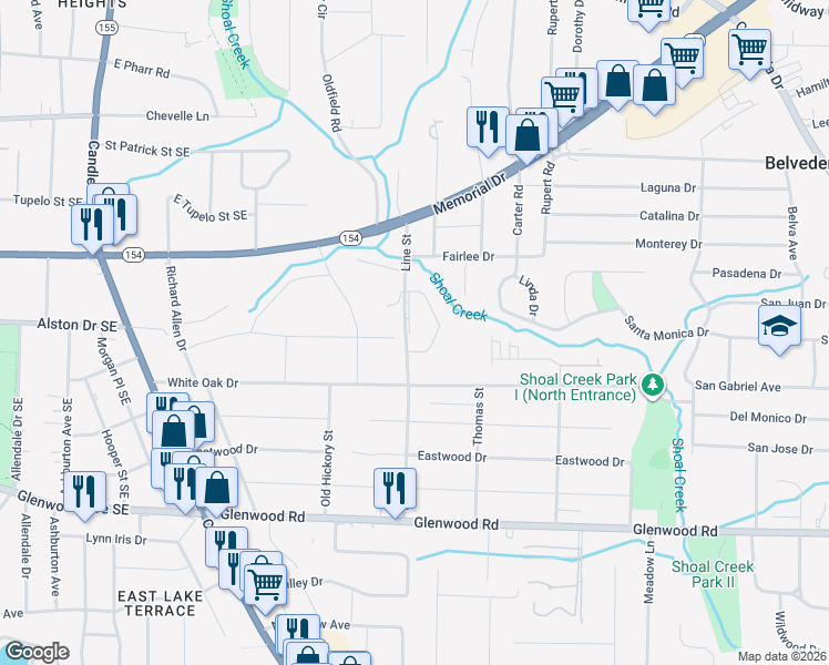map of restaurants, bars, coffee shops, grocery stores, and more near 3189 Alston Drive in Decatur