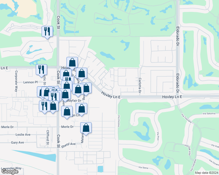 map of restaurants, bars, coffee shops, grocery stores, and more near 447 Tava Lane in Palm Desert