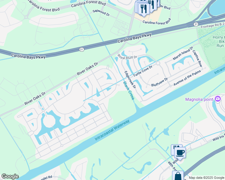 map of restaurants, bars, coffee shops, grocery stores, and more near 1273 East Isle Of Palms Avenue in Myrtle Beach