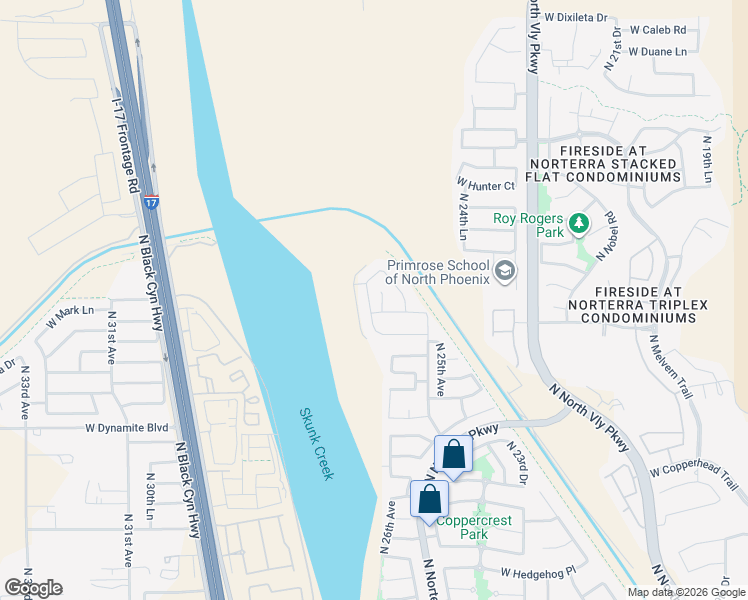 map of restaurants, bars, coffee shops, grocery stores, and more near 28623 North 26th Drive in Phoenix
