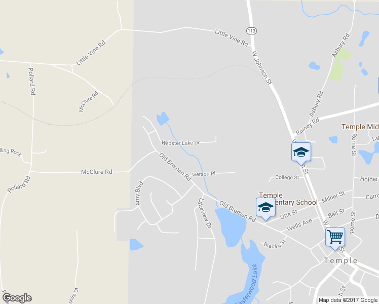 map of restaurants, bars, coffee shops, grocery stores, and more near 531 Old Bremen Road in Temple
