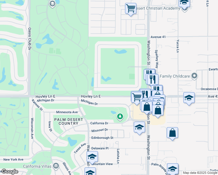 map of restaurants, bars, coffee shops, grocery stores, and more near in Palm Desert
