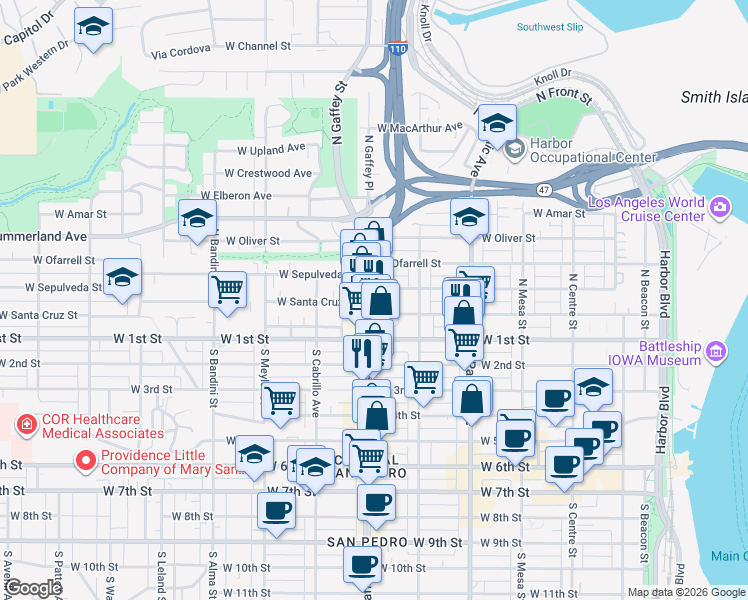 map of restaurants, bars, coffee shops, grocery stores, and more near 661 West Santa Cruz Street in Los Angeles