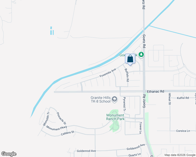 map of restaurants, bars, coffee shops, grocery stores, and more near 232 Yosemite Avenue in Perris