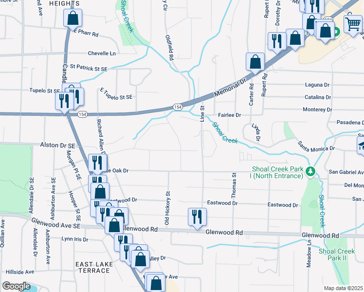 map of restaurants, bars, coffee shops, grocery stores, and more near 3146 Alston Drive in Decatur
