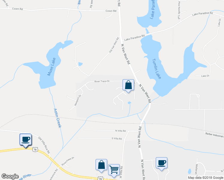 map of restaurants, bars, coffee shops, grocery stores, and more near 429 Remington Court in Villa Rica