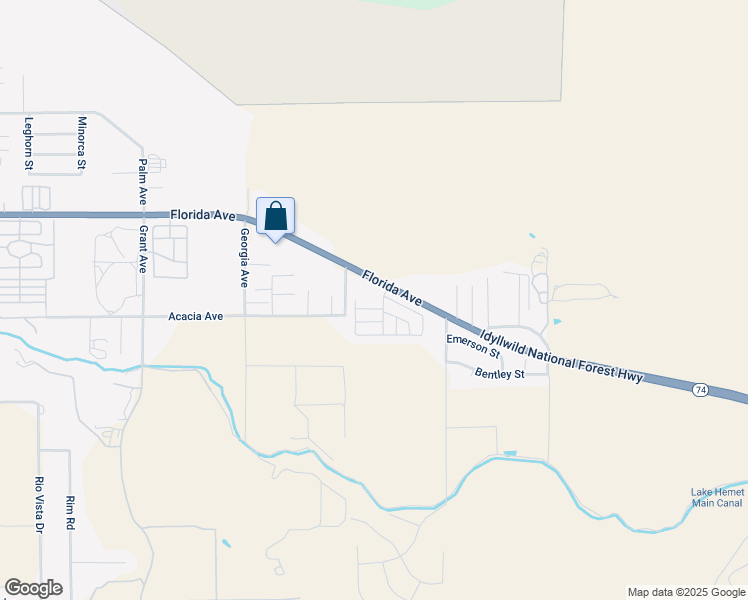 map of restaurants, bars, coffee shops, grocery stores, and more near 45521 California 74 in Hemet
