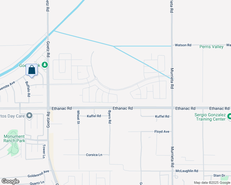 map of restaurants, bars, coffee shops, grocery stores, and more near 492 Jasmine Way in Perris