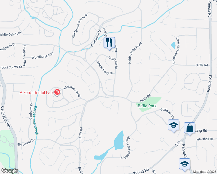 map of restaurants, bars, coffee shops, grocery stores, and more near 1591 Golf Link Drive in Stone Mountain