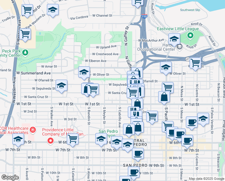 map of restaurants, bars, coffee shops, grocery stores, and more near 846 West Santa Cruz Street in Los Angeles