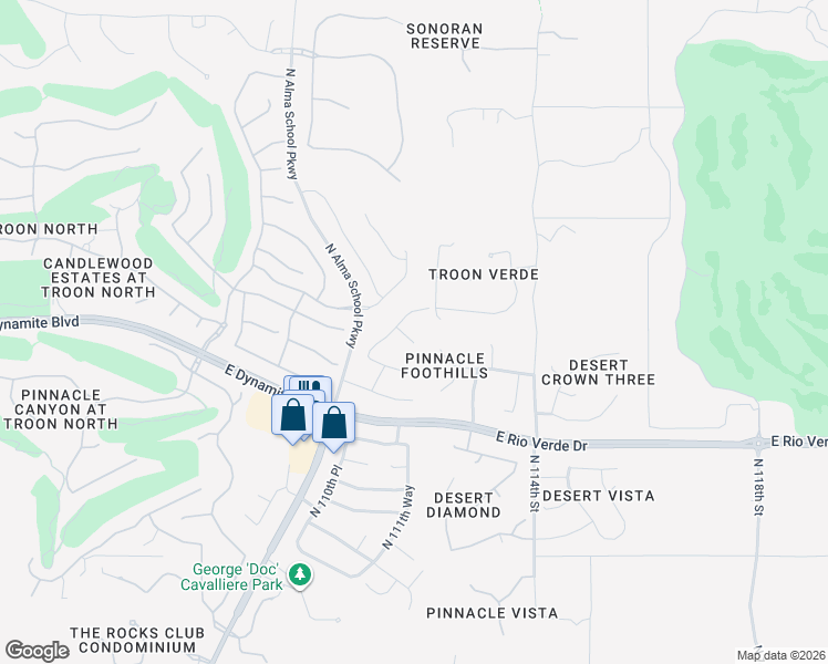 map of restaurants, bars, coffee shops, grocery stores, and more near 28585 North 111th Way in Scottsdale