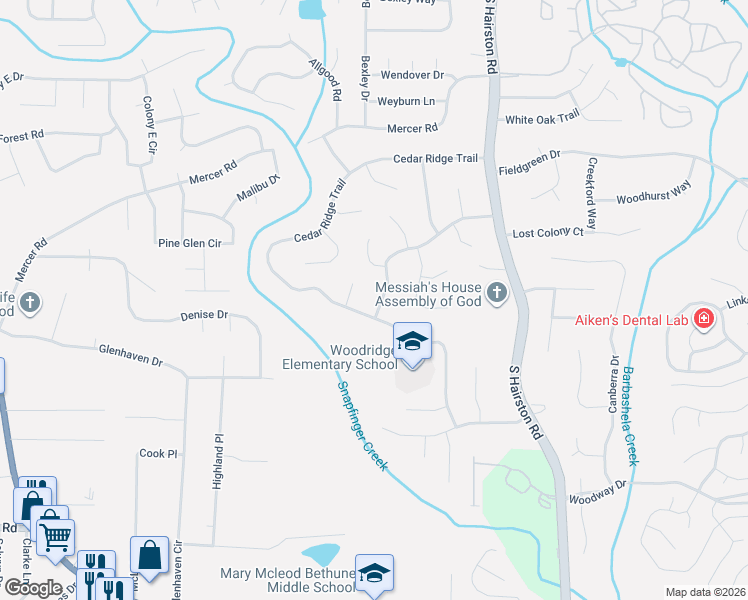map of restaurants, bars, coffee shops, grocery stores, and more near in DeKalb County