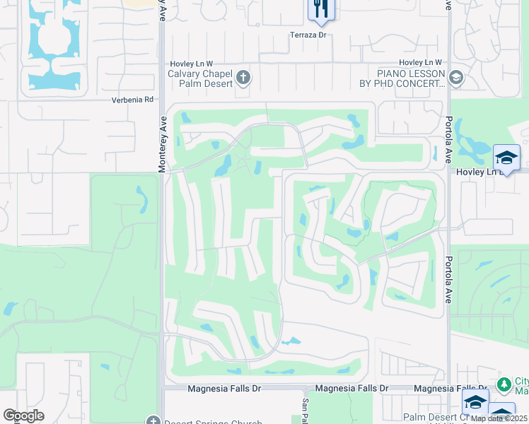 map of restaurants, bars, coffee shops, grocery stores, and more near 334 Paseo Primavera in Palm Desert