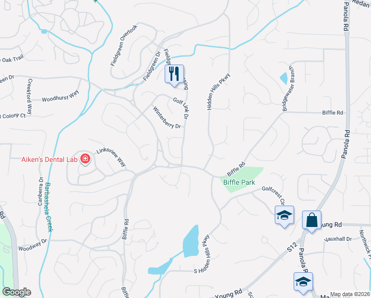 map of restaurants, bars, coffee shops, grocery stores, and more near 1591 Golf Link Drive in Stone Mountain