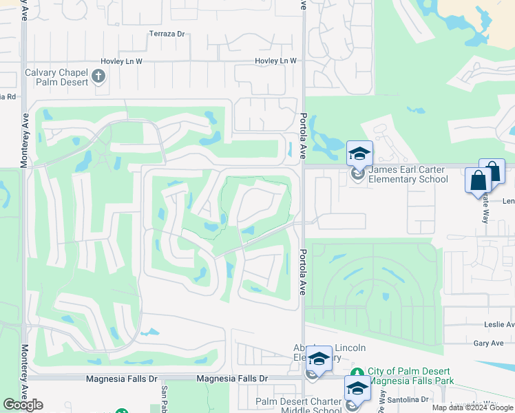 map of restaurants, bars, coffee shops, grocery stores, and more near 26 Camisa Lane in Palm Desert