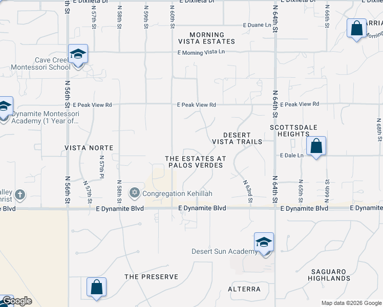 map of restaurants, bars, coffee shops, grocery stores, and more near 28618 North 60th Place in Cave Creek