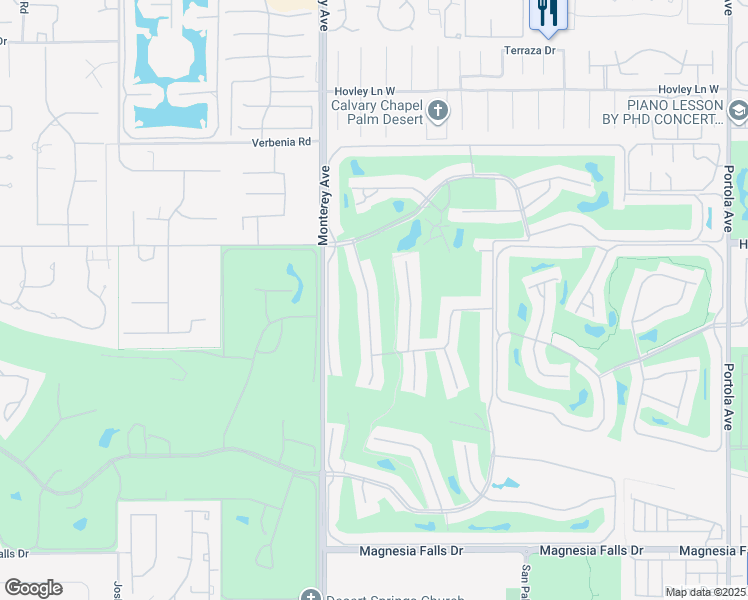 map of restaurants, bars, coffee shops, grocery stores, and more near 231 Serena Drive in Palm Desert