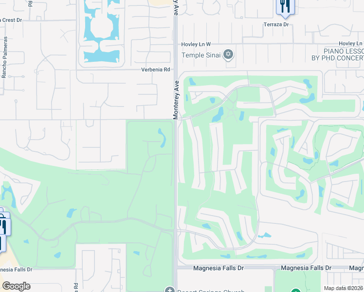 map of restaurants, bars, coffee shops, grocery stores, and more near 130 Don Miguel Circle in Palm Desert