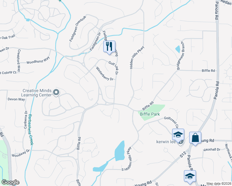 map of restaurants, bars, coffee shops, grocery stores, and more near 1591 Golf Link Drive in Stone Mountain