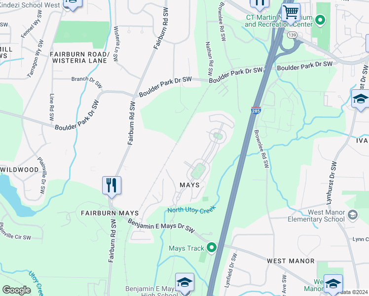 map of restaurants, bars, coffee shops, grocery stores, and more near 741 Crestwell Circle in Atlanta