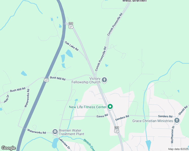 map of restaurants, bars, coffee shops, grocery stores, and more near 0 Corinth Poseyville Road in Bremen