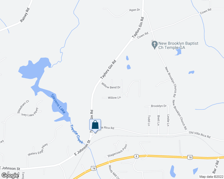 map of restaurants, bars, coffee shops, grocery stores, and more near 145 Willow Bend Drive in Temple