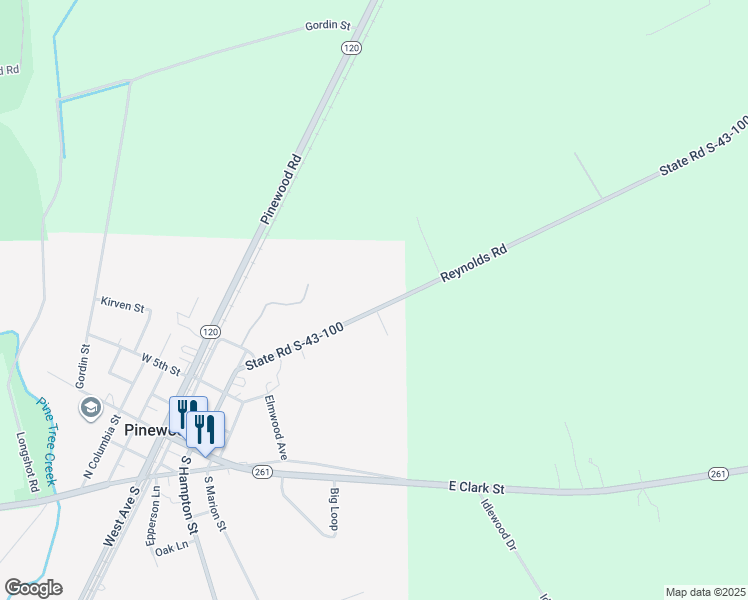 map of restaurants, bars, coffee shops, grocery stores, and more near 355 Reynolds Road in Pinewood