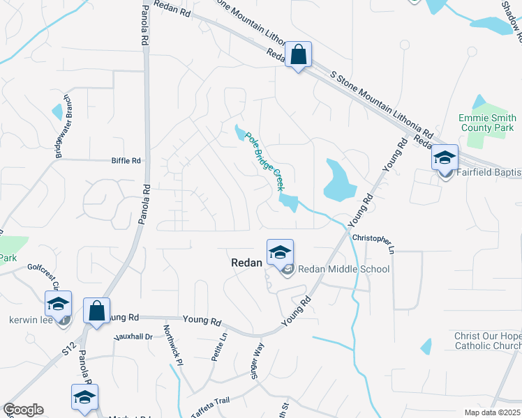 map of restaurants, bars, coffee shops, grocery stores, and more near 5601 Tunbridge Wells Road in Lithonia
