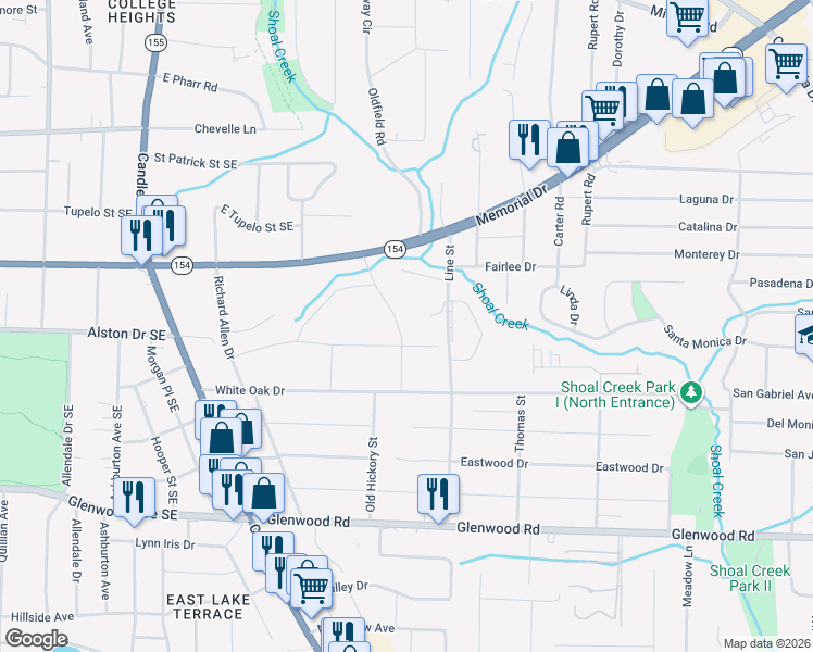 map of restaurants, bars, coffee shops, grocery stores, and more near 1628 Delano Drive in Decatur