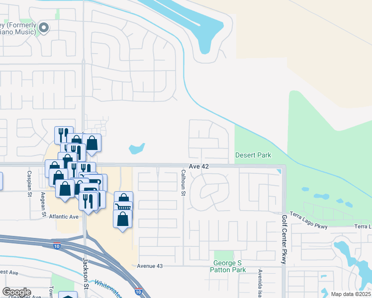 map of restaurants, bars, coffee shops, grocery stores, and more near 41745 Goodrich Street in Indio