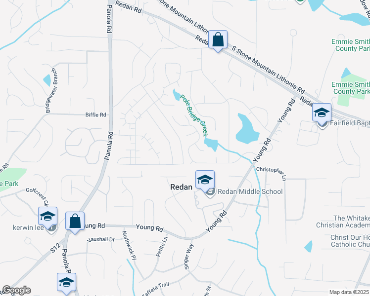 map of restaurants, bars, coffee shops, grocery stores, and more near 5603 Tunbridge Wells Road in Lithonia