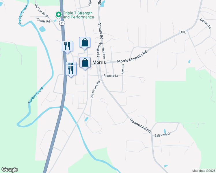 map of restaurants, bars, coffee shops, grocery stores, and more near 688 Glennwood Rd in Morris