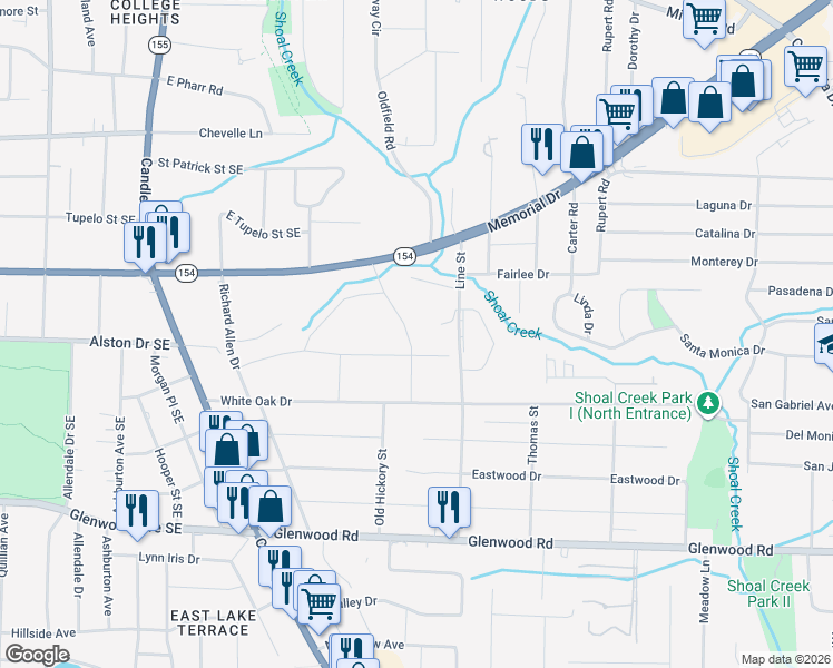 map of restaurants, bars, coffee shops, grocery stores, and more near 1628 Delano Drive in Decatur