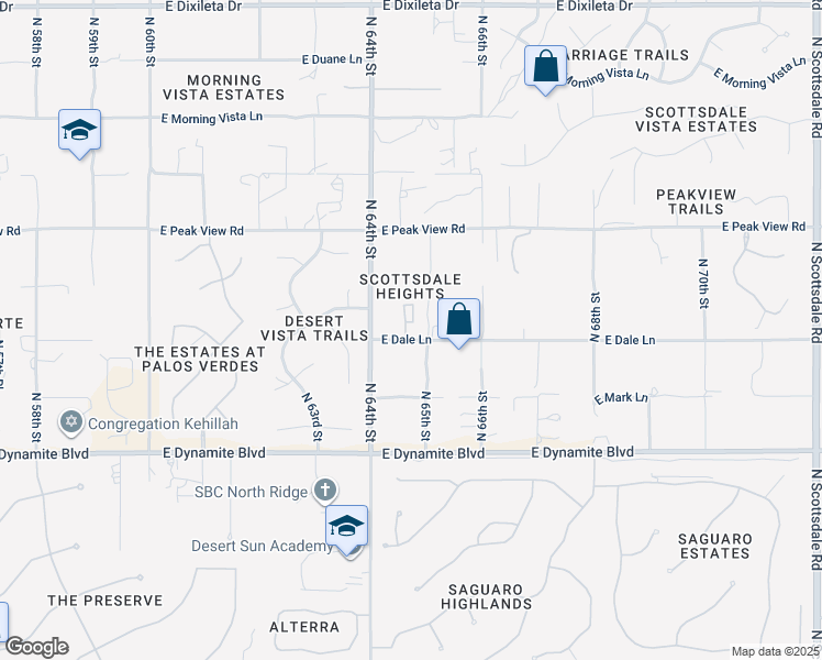 map of restaurants, bars, coffee shops, grocery stores, and more near 6440 East Dale Lane in Cave Creek