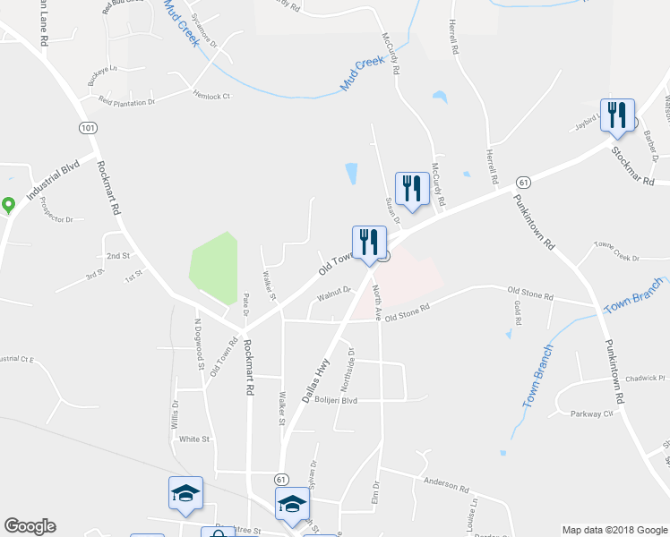 map of restaurants, bars, coffee shops, grocery stores, and more near 641 Old Town Road in Villa Rica