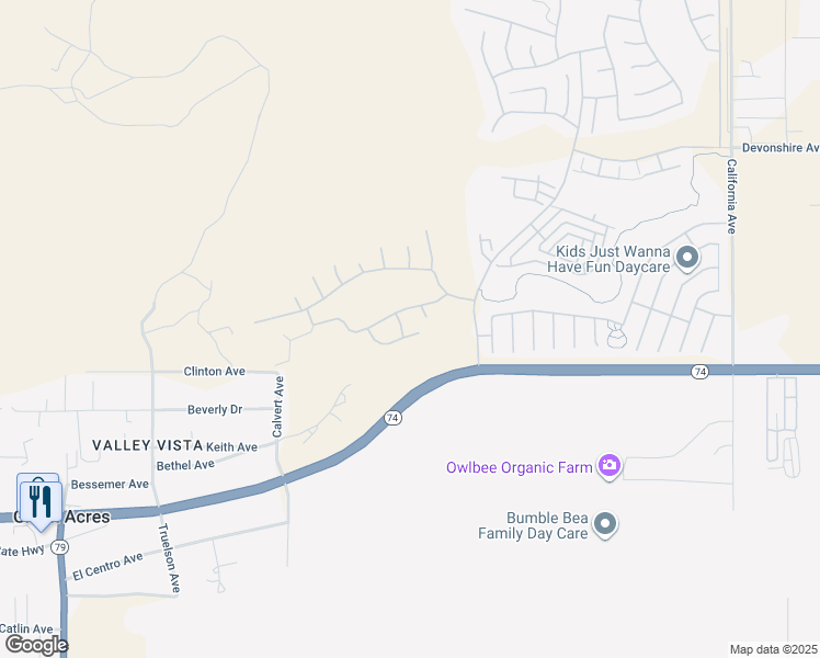 map of restaurants, bars, coffee shops, grocery stores, and more near 126 Mayfair Lane in Hemet