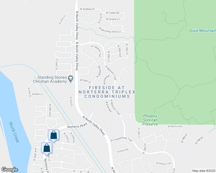 map of restaurants, bars, coffee shops, grocery stores, and more near 2047 West Madre Del Oro Drive in Phoenix