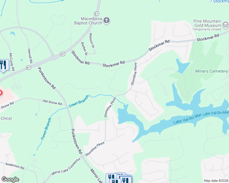 map of restaurants, bars, coffee shops, grocery stores, and more near 9993 Harmon Springs Drive in Villa Rica