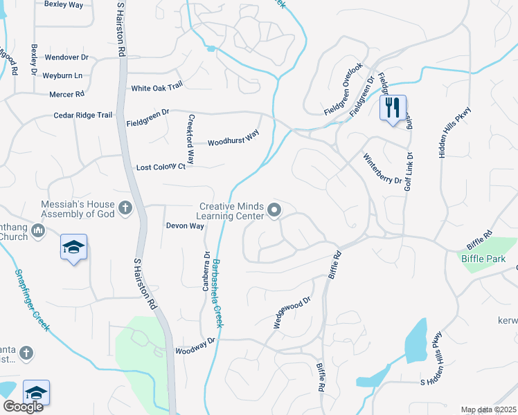 map of restaurants, bars, coffee shops, grocery stores, and more near 4870 Terrace Green Trce in Stone Mountain