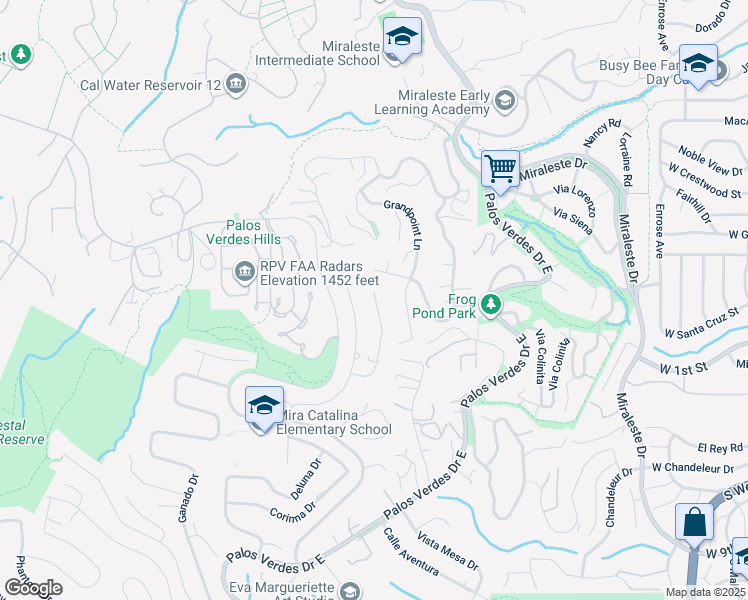 map of restaurants, bars, coffee shops, grocery stores, and more near 3534 Newridge Drive in Rancho Palos Verdes