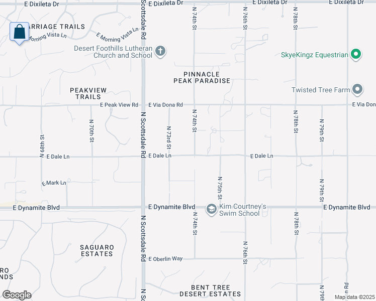 map of restaurants, bars, coffee shops, grocery stores, and more near 7350 East Dale Lane in Scottsdale