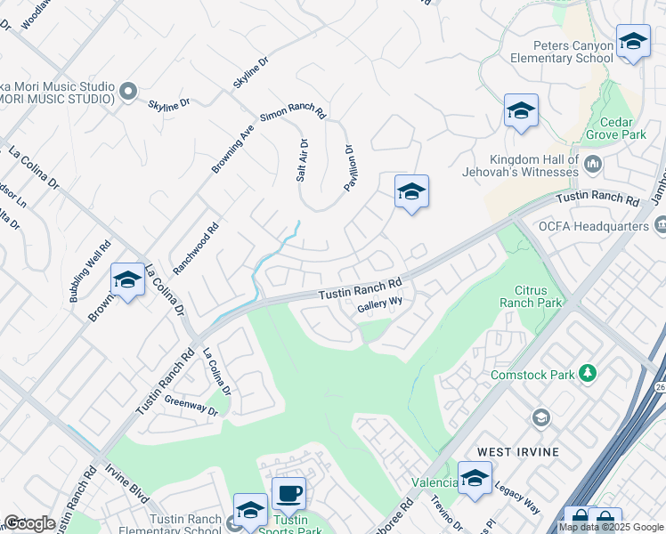 map of restaurants, bars, coffee shops, grocery stores, and more near 12171 Hermon Drive in Tustin