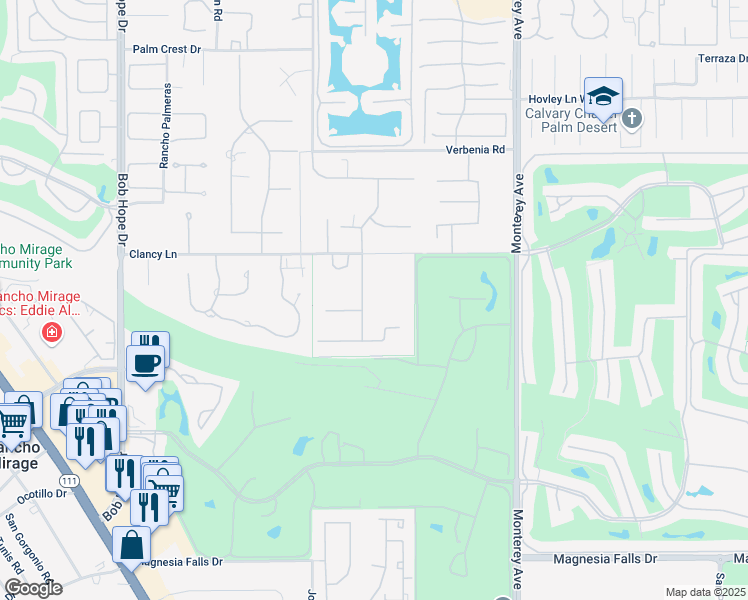 map of restaurants, bars, coffee shops, grocery stores, and more near 41750 Rancho Manana Lane in Rancho Mirage