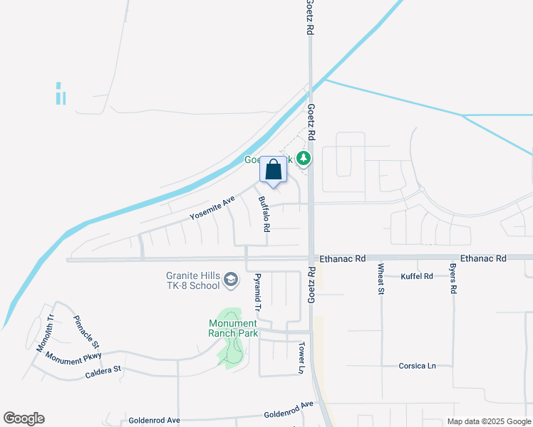 map of restaurants, bars, coffee shops, grocery stores, and more near Buffalo Road in Perris