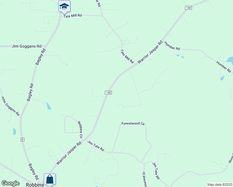 map of restaurants, bars, coffee shops, grocery stores, and more near 4892 Warrior Jasper Road in Dora