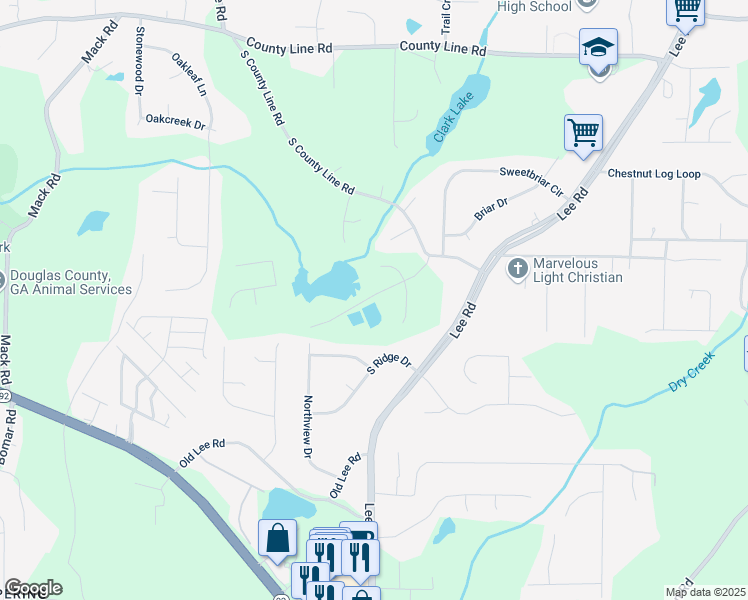 map of restaurants, bars, coffee shops, grocery stores, and more near in Lithia Springs