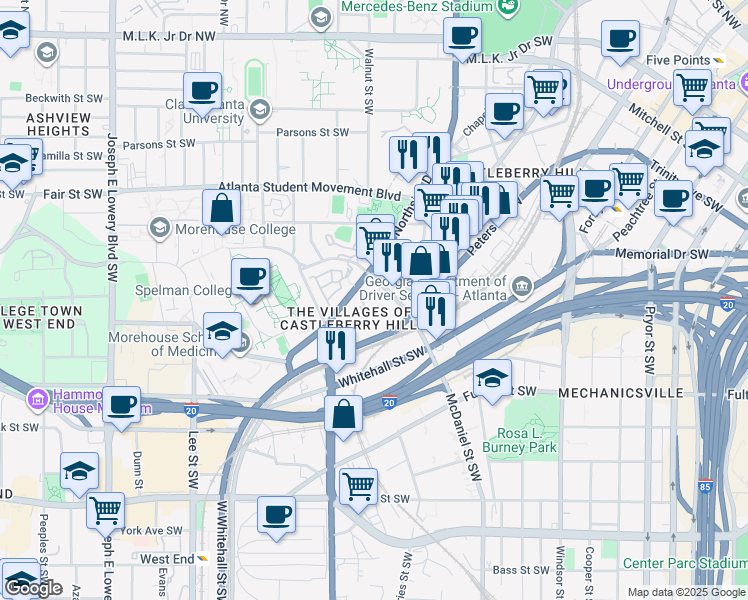 map of restaurants, bars, coffee shops, grocery stores, and more near 369 McDaniel Street Southwest in Atlanta