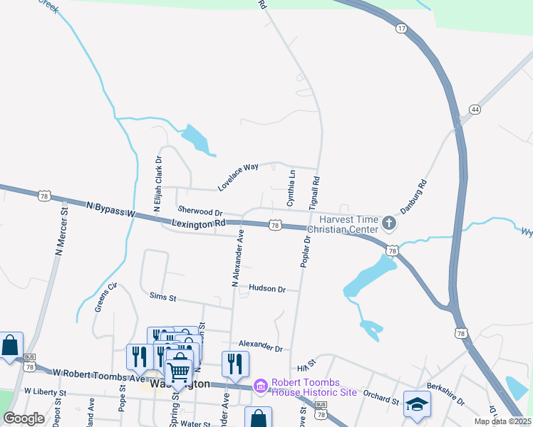 map of restaurants, bars, coffee shops, grocery stores, and more near 541 North Alexander Avenue in Washington