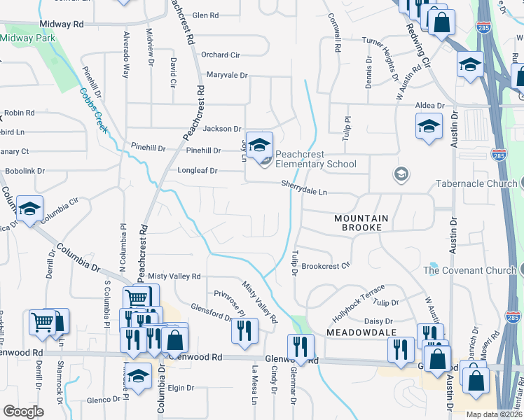 map of restaurants, bars, coffee shops, grocery stores, and more near 1607 Sweetgum Hill in Decatur