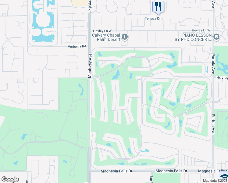 map of restaurants, bars, coffee shops, grocery stores, and more near 229 Santa Barbara Circle in Palm Desert